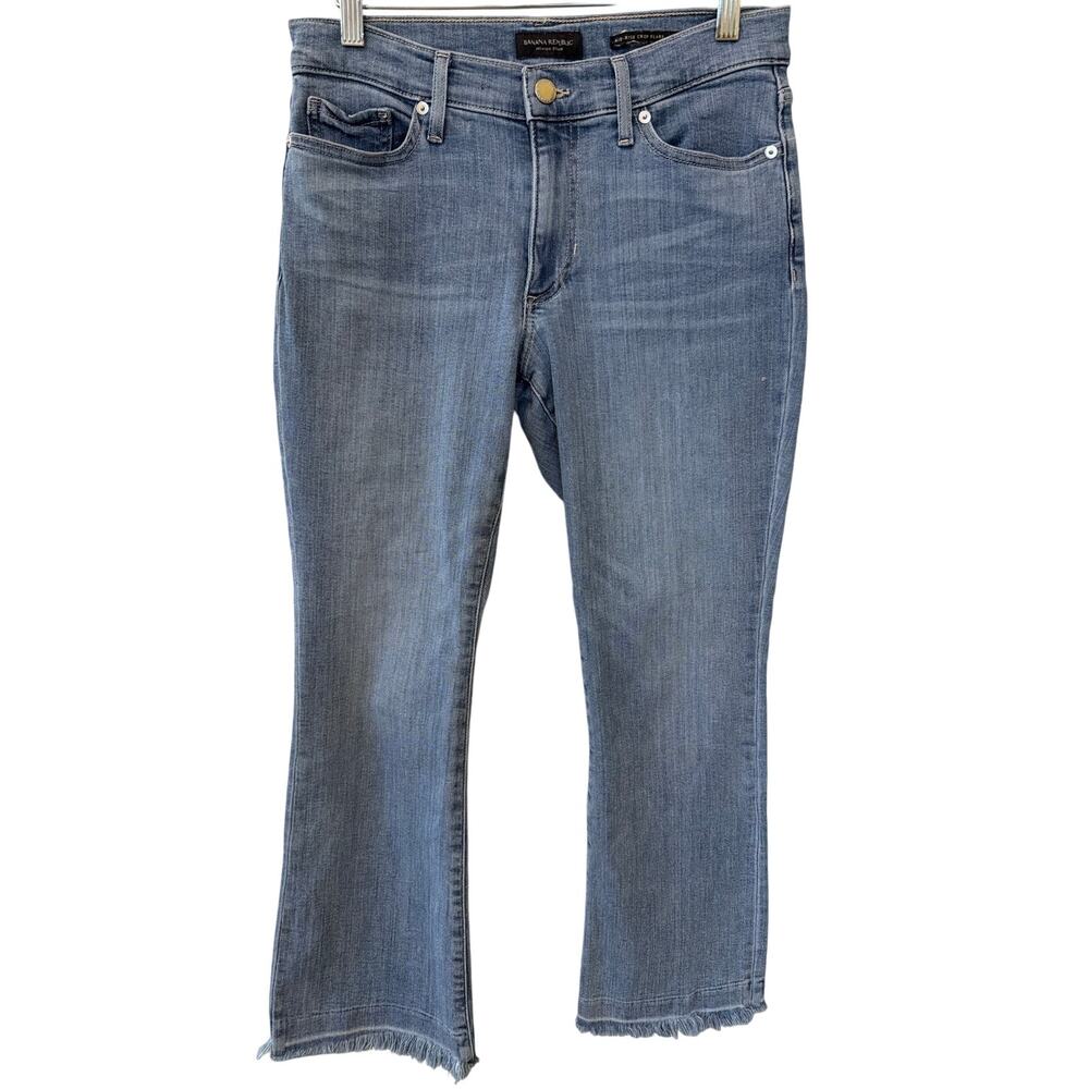 Banana Republic Mid Rise Crop Flare Jeans Women's Size 27 Normcore Classic Denim